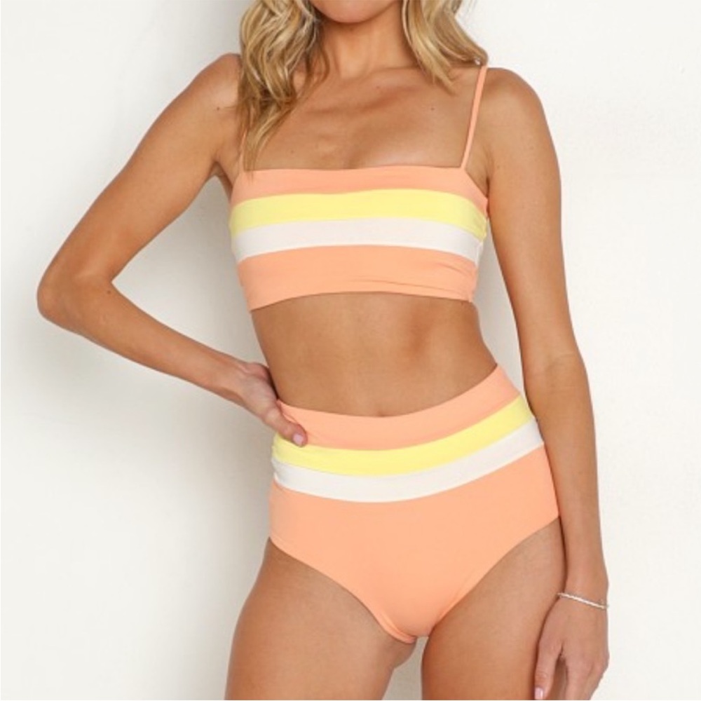 L*Space- NEW WITH TAGS Lemon Drop Cream Bikini SET (Size S top, Size M bottom)